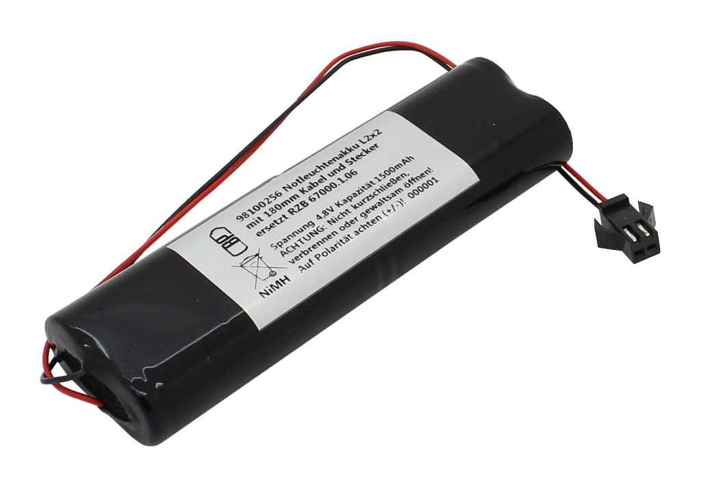 Notleuchtenakku NiMH 4,8V 1100mAh L2x2 Mignon AA mit 150mm Kabel passend für Elubat swiss 137 875