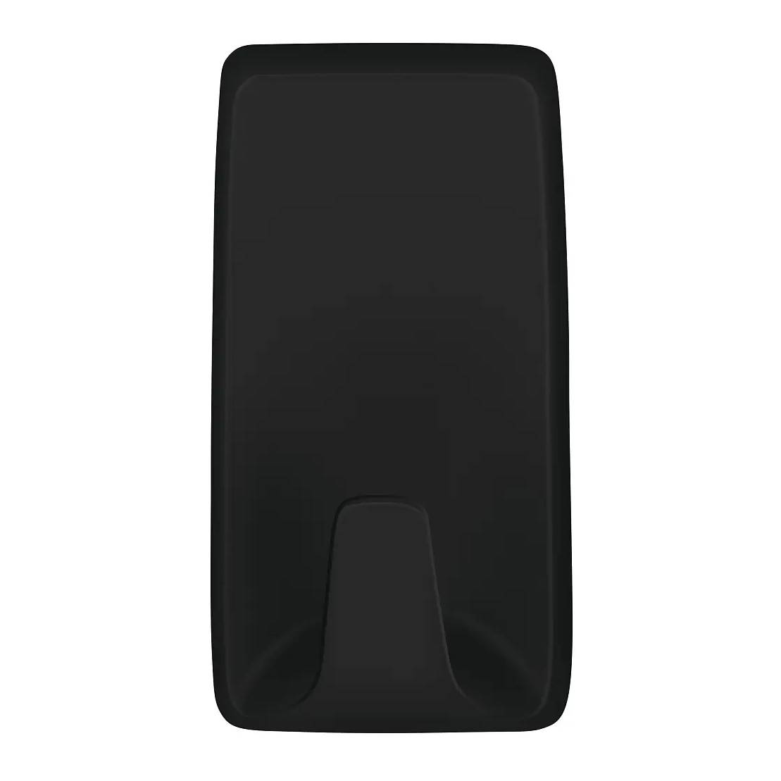 Schwarzes Smartphone von hinten gezeigt, mit schlichtem Gehäuse und zentralisiertem erhöhtem Bodengriff.