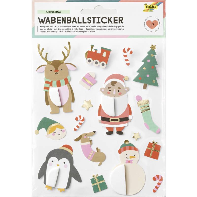 folia Weihnachts-Wabenball-Sticker CHRISTMAS