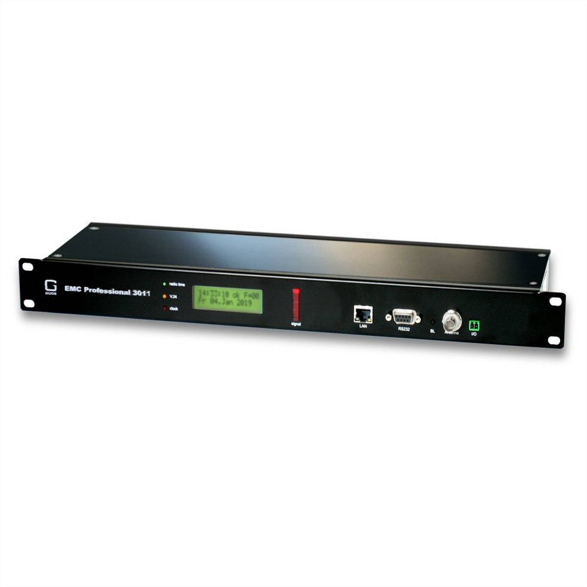 GUDE 3011 EMC Professional Zeitserver 19" Rackmount, integrierte Funkuhr, ext. Antenne BNC, 5m, schwarz