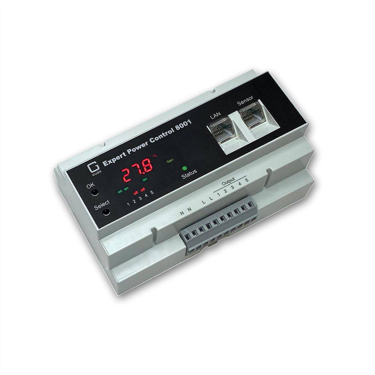 GUDE 8001-1 EPC NET 5x RelaisOut, 1x Sensorport, Messung, Hutschiene (DIN Rail)