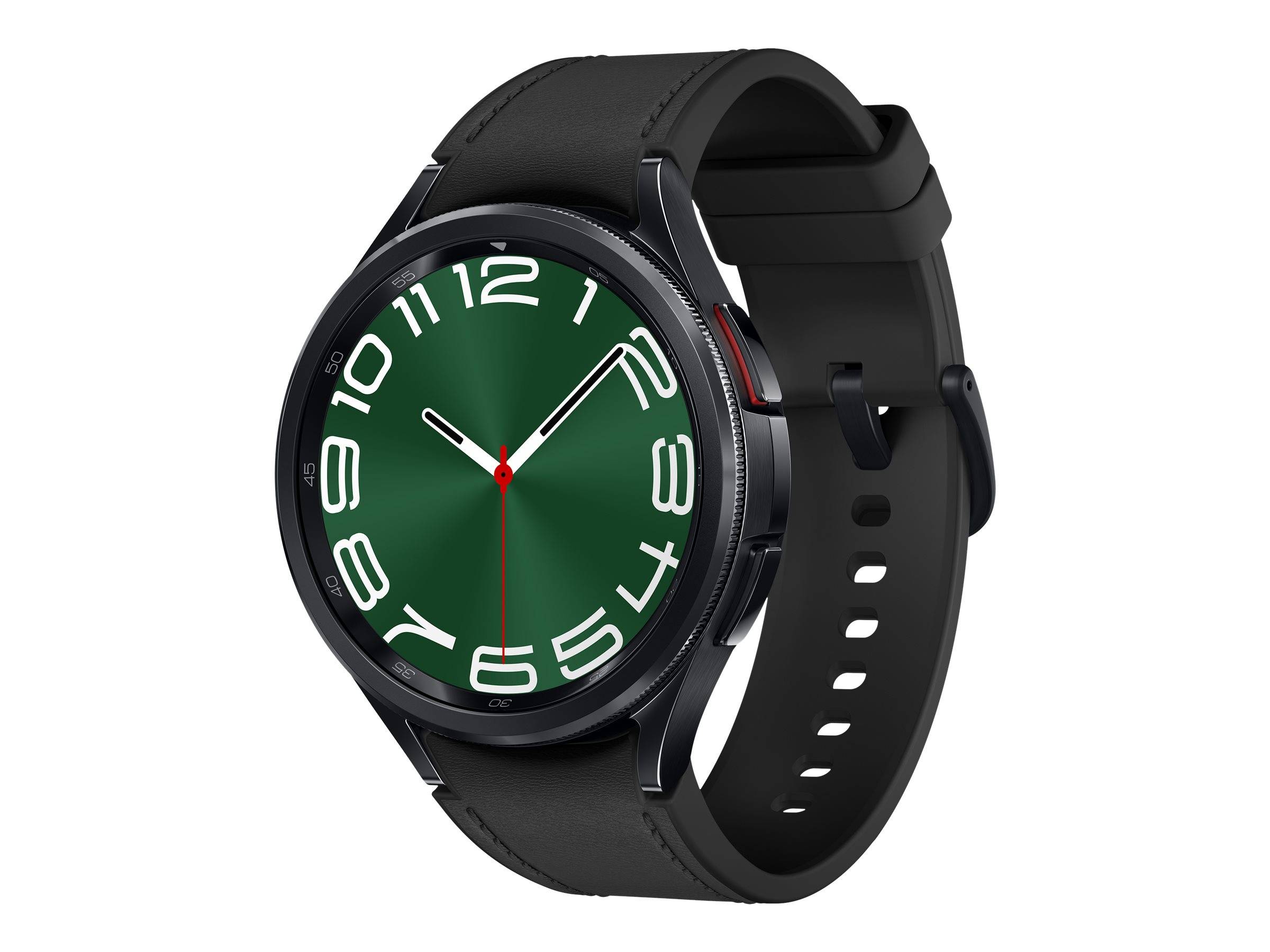 Samsung Galaxy Watch6 Classic - 47 mm - intelligente Uhr mit Band - Hybrid-Eco-Leder - schwarz - Bandgröße: M/L - Anzeig