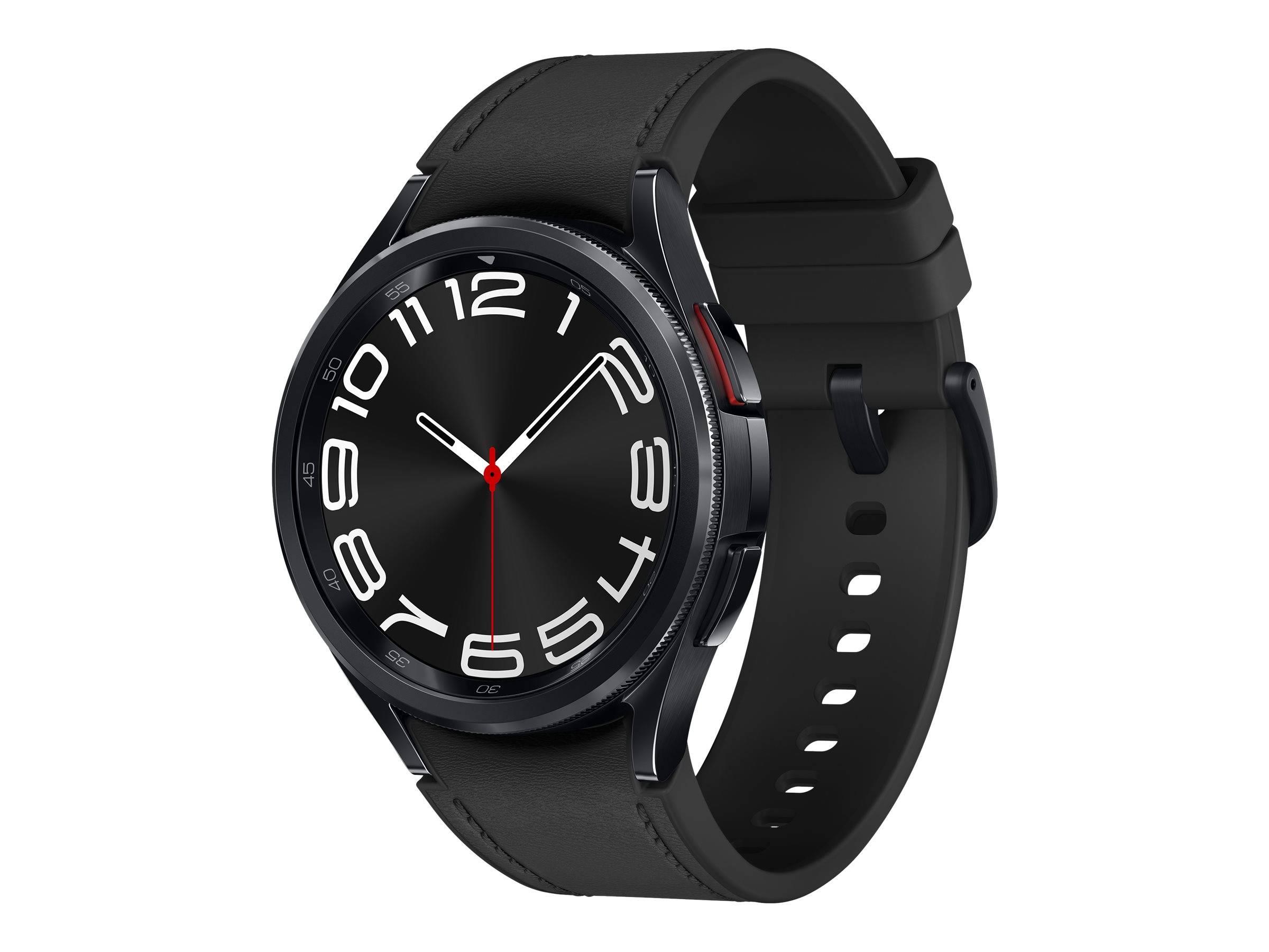 Samsung Galaxy Watch6 Classic - 43 mm - intelligente Uhr mit Band - Hybrid-Eco-Leder - schwarz - Bandgröße: S/M - Anzeig