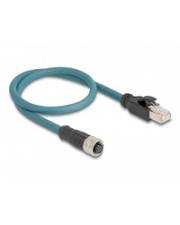 Delock M12 Adapterkabel A-kodiert 8 Pin Buchse zu RJ45 Stecker 50 cm Netzwerk 0,5 m 8-polig