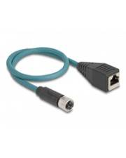 Delock Netzwerkkabel - 8-polig M12 (W) zu RJ-45 (W) - 50 cm - 6.2 mm - S/FTP - C