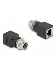Delock Netzwerkadapter - M12 (4-polig) (W) - zu RJ-45 (W) - CAT 5e - IP67 - Schw