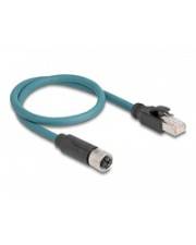 Delock M12 Adapterkabel X-kodiert 8 Pin Buchse zu RJ45 Stecker 50 cm Netzwerk 0,5 m 8-polig