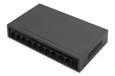 DIGITUS - 8+2-Port Fast Ethernet PoE Netzwerkswitch, Desktop, unmanaged, 60 W, af/at