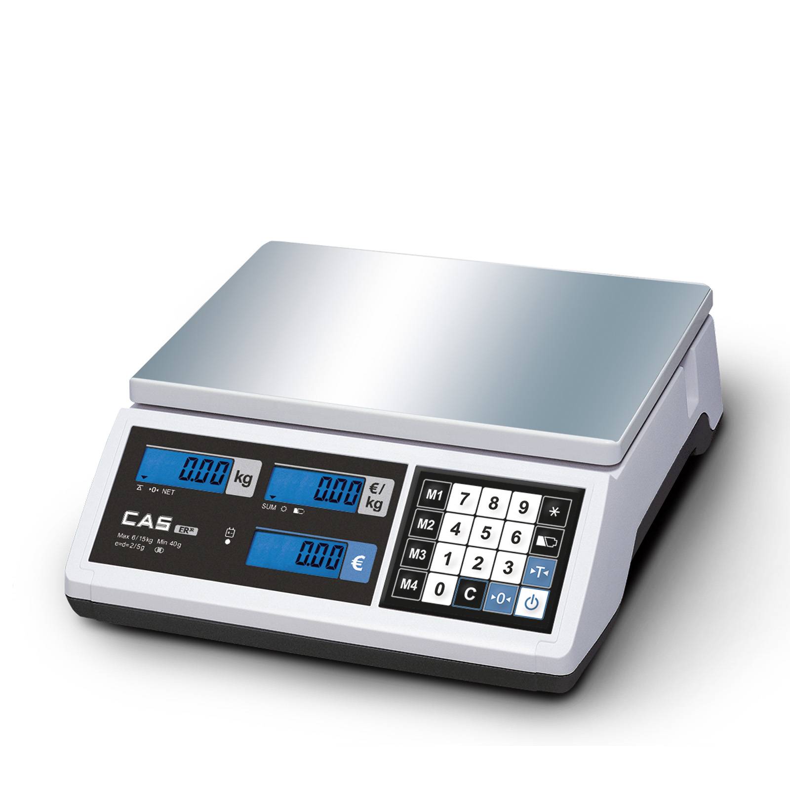 CAS Waage ERJ, preisrechnend, Ladenwaage, GEEICHT, Wägebereich max. 6 kg, Ablesbarkeit 1g