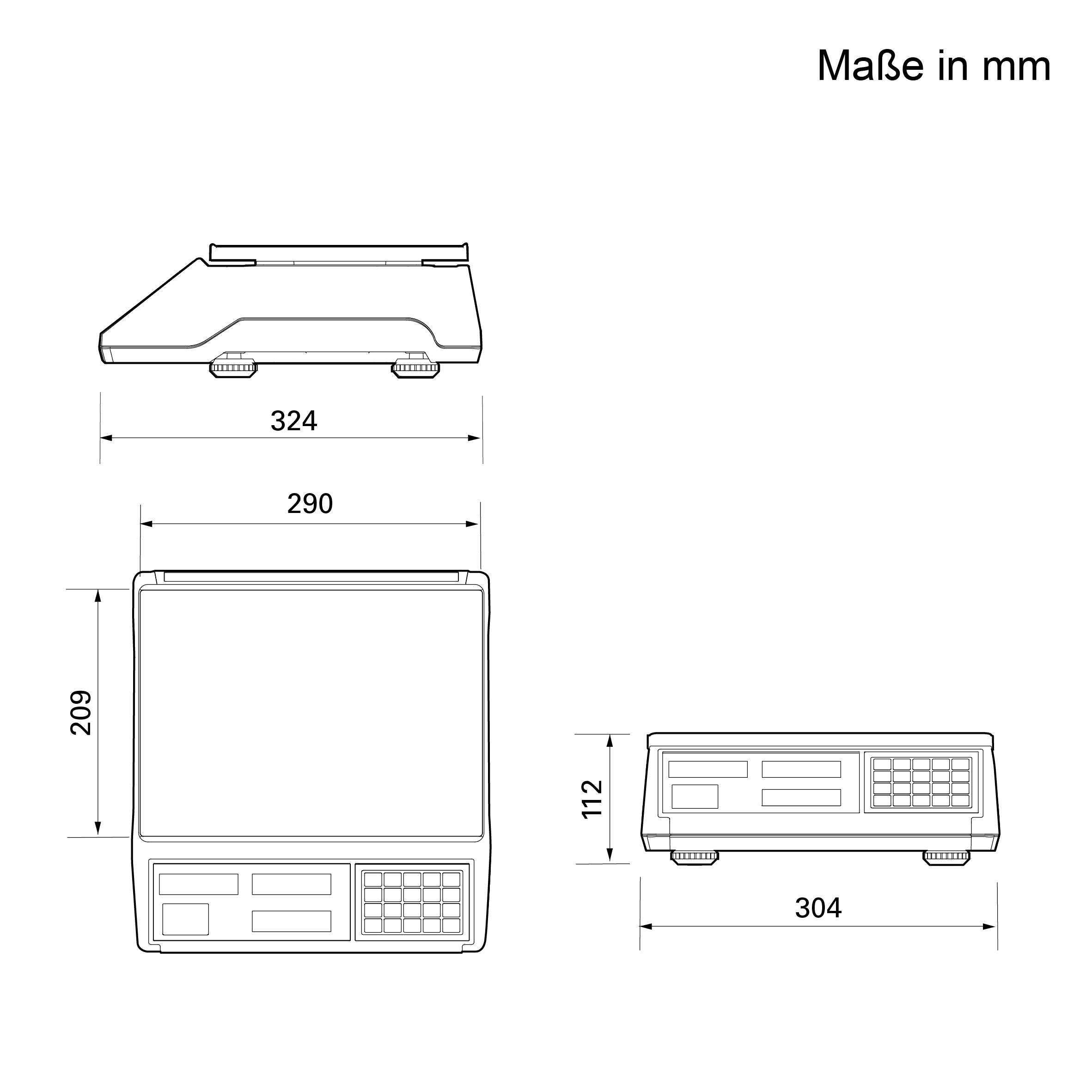 CAS Waage ERJ, preisrechnend, Ladenwaage, GEEICHT, Wägebereich max 15 kg, Ablesbarkeit 2g