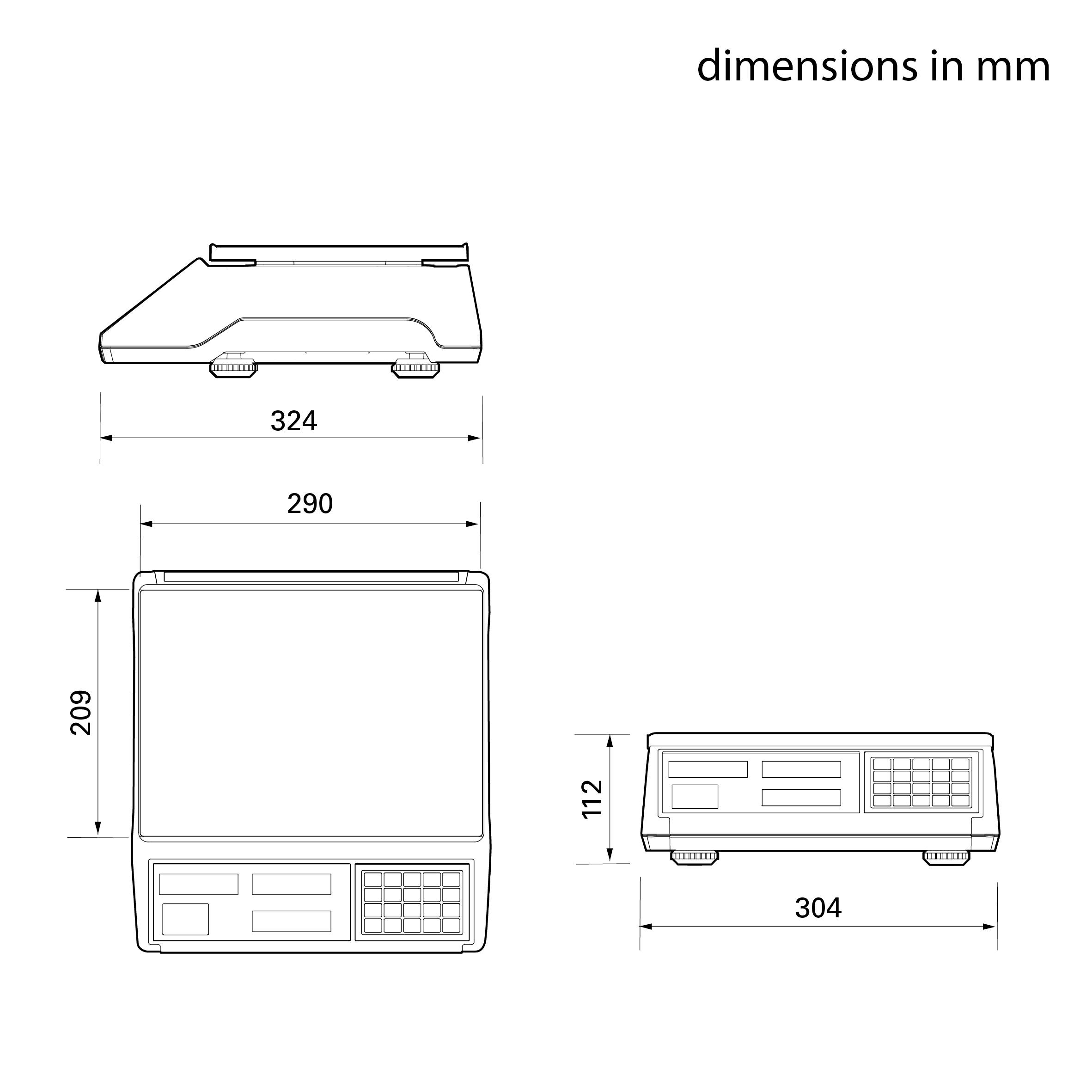 CAS Waage ERJ, preisrechnend, Ladenwaage, GEEICHT, Wägebereich bis 30 kg, Ablesbarkeit 5g