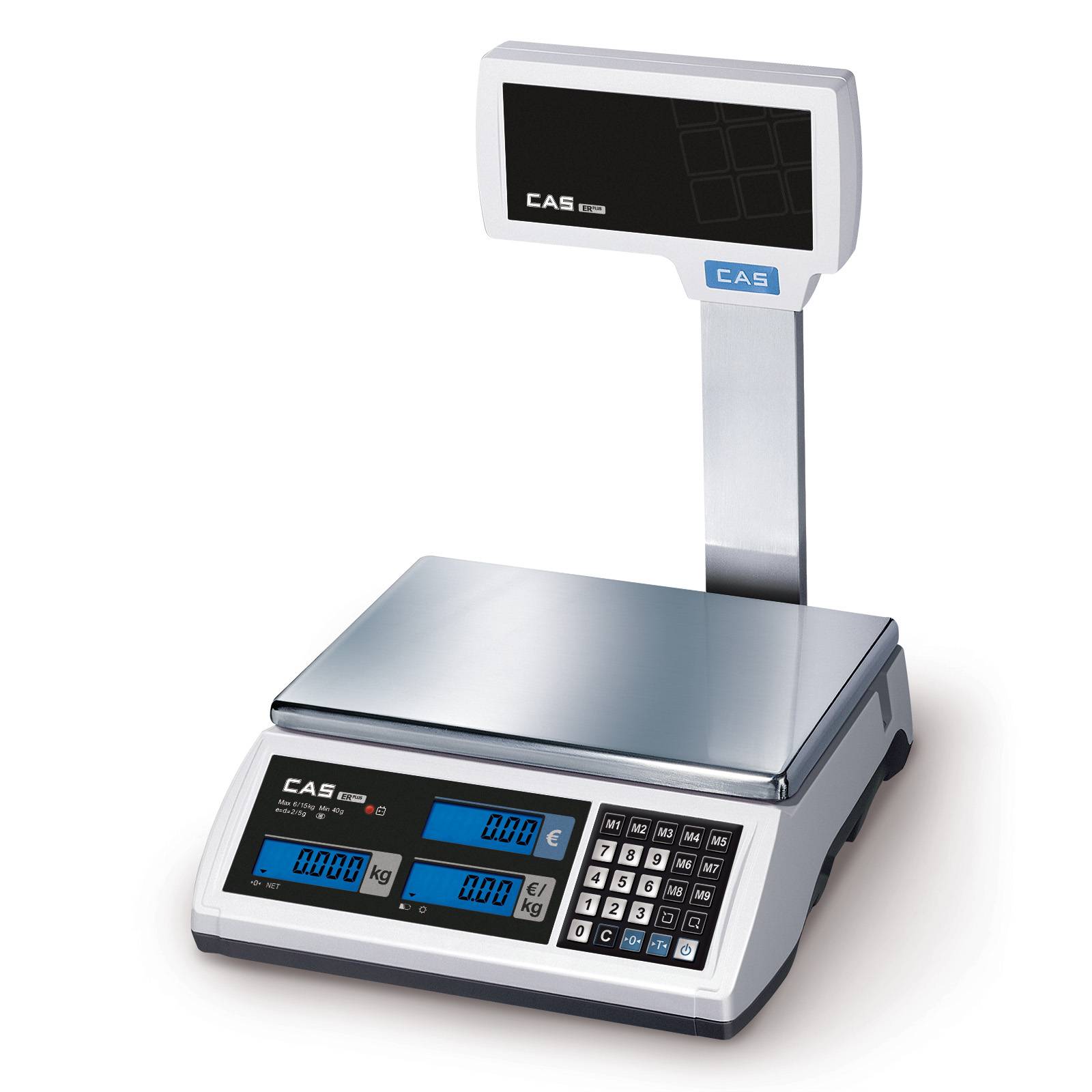 CAS ERP-P, Laden-Waage, Hochanzeige, preisrechnend, GEEICHT, Wägebereich max. 30 kg, Ablesbarkeit 5g