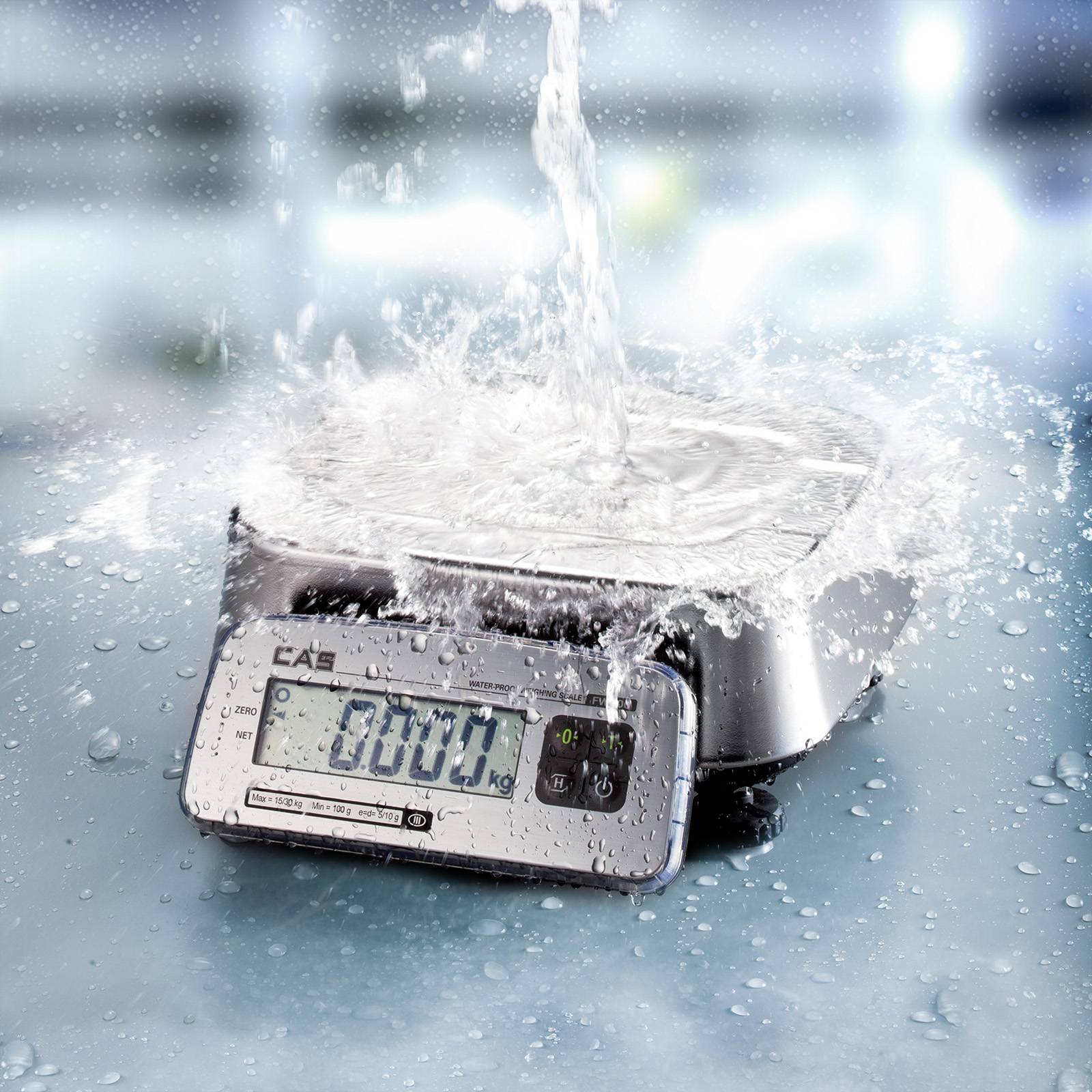 CAS FW500 Kontroll- und Tischwaage, GEEICHT, IP69 Schutz, Wägebereich max. 6 kg, Ablesbarkeit 1g