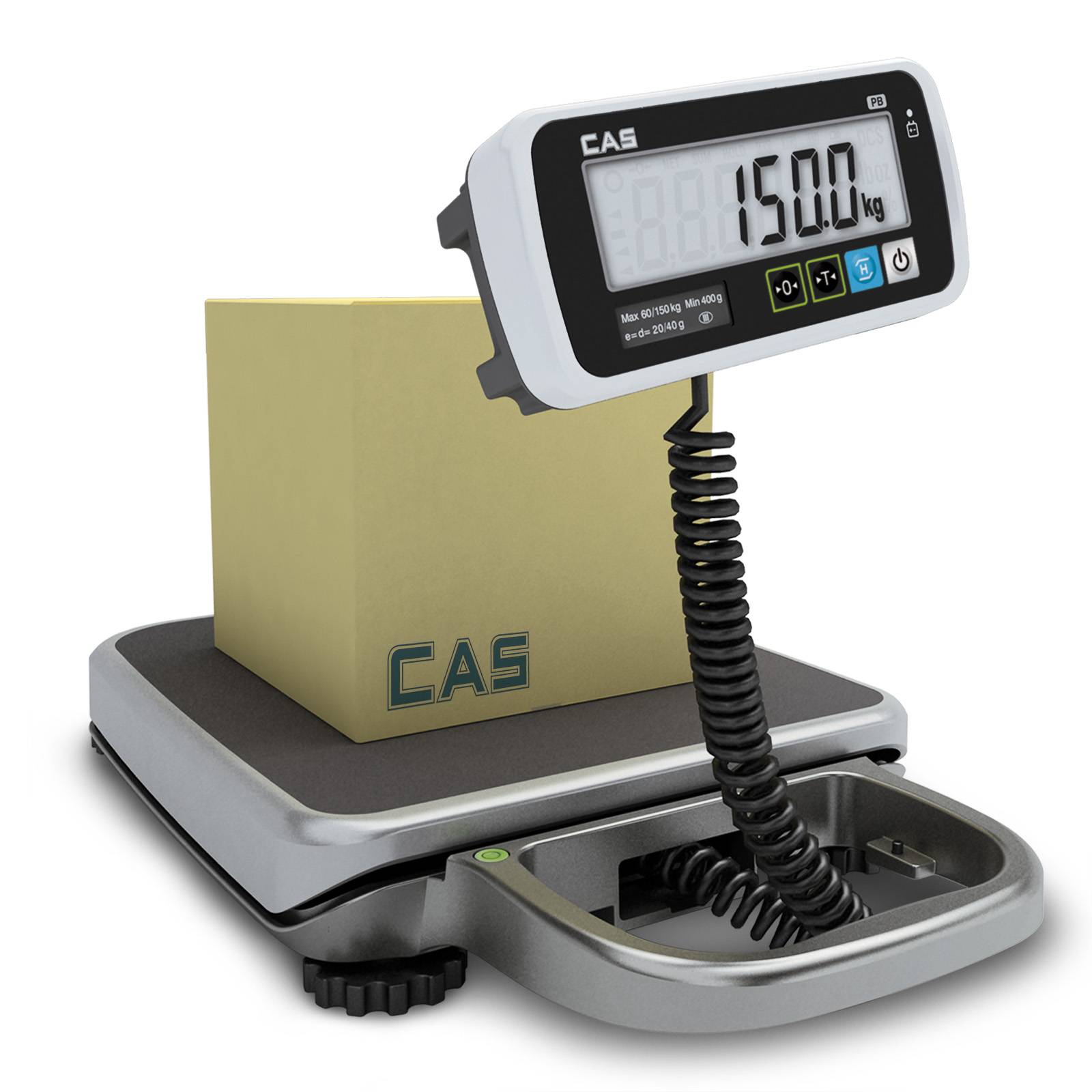 CAS PB Paketwaage, Plattformwaage, GEEICHT, Wägebereich max. 200 kg, Ablesbarkeit 50 g
