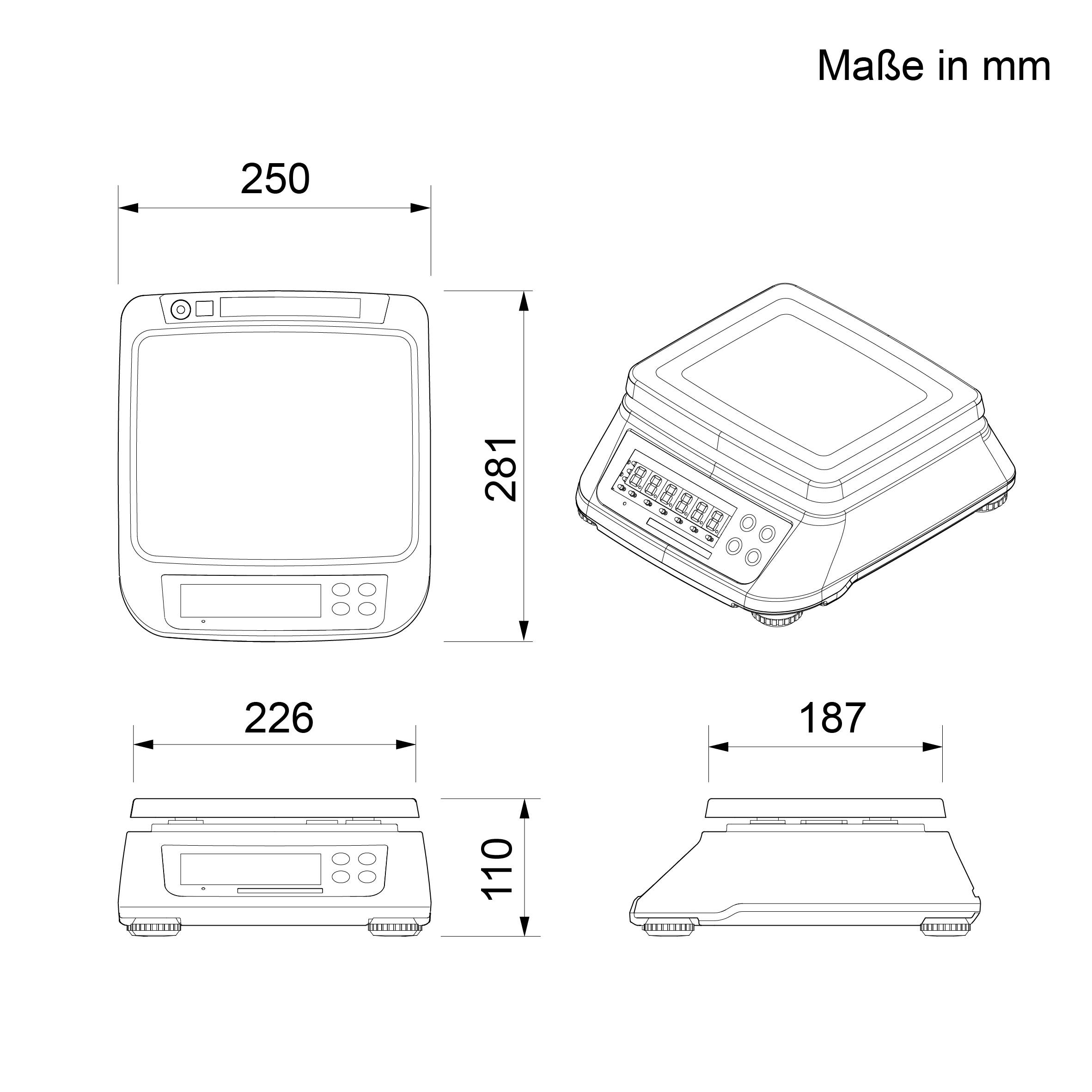 CAS SW-II Kontroll- und Tischwaage, GEEICHT, Wägebereich max. 30 kg, Ablesbarkeit 5 g