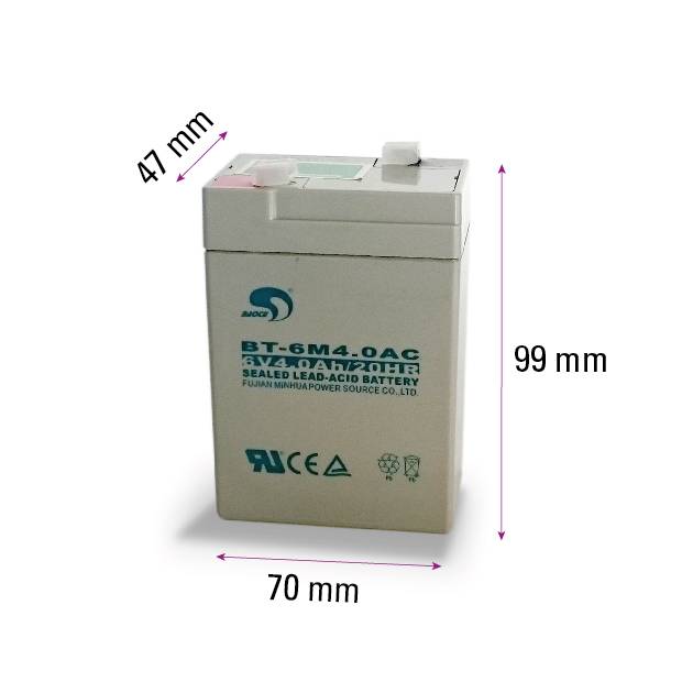 Blei-Vlies Akku (AGM), 2er-Pack, für Waagen, z.B. Modelle CAS ERJ, ERP, EDH, EDM und HPR, 6 Volt, 4,0 Ah, BT-6M4.0AC