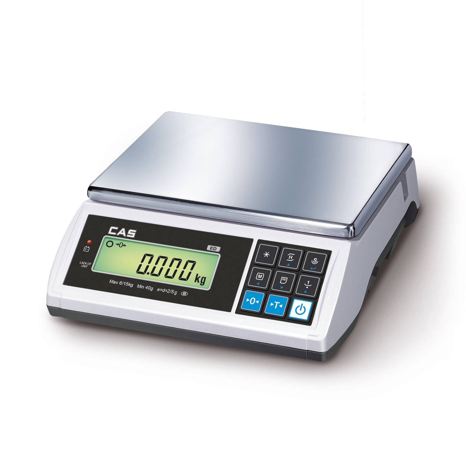 CAS EDM, geeichte Kompakt-, Zählwaage für Kontrollwägungen, Inventur, Kommissionierung, Dosieren/Portionieren. Wiegen bis 15 kg (2 g)