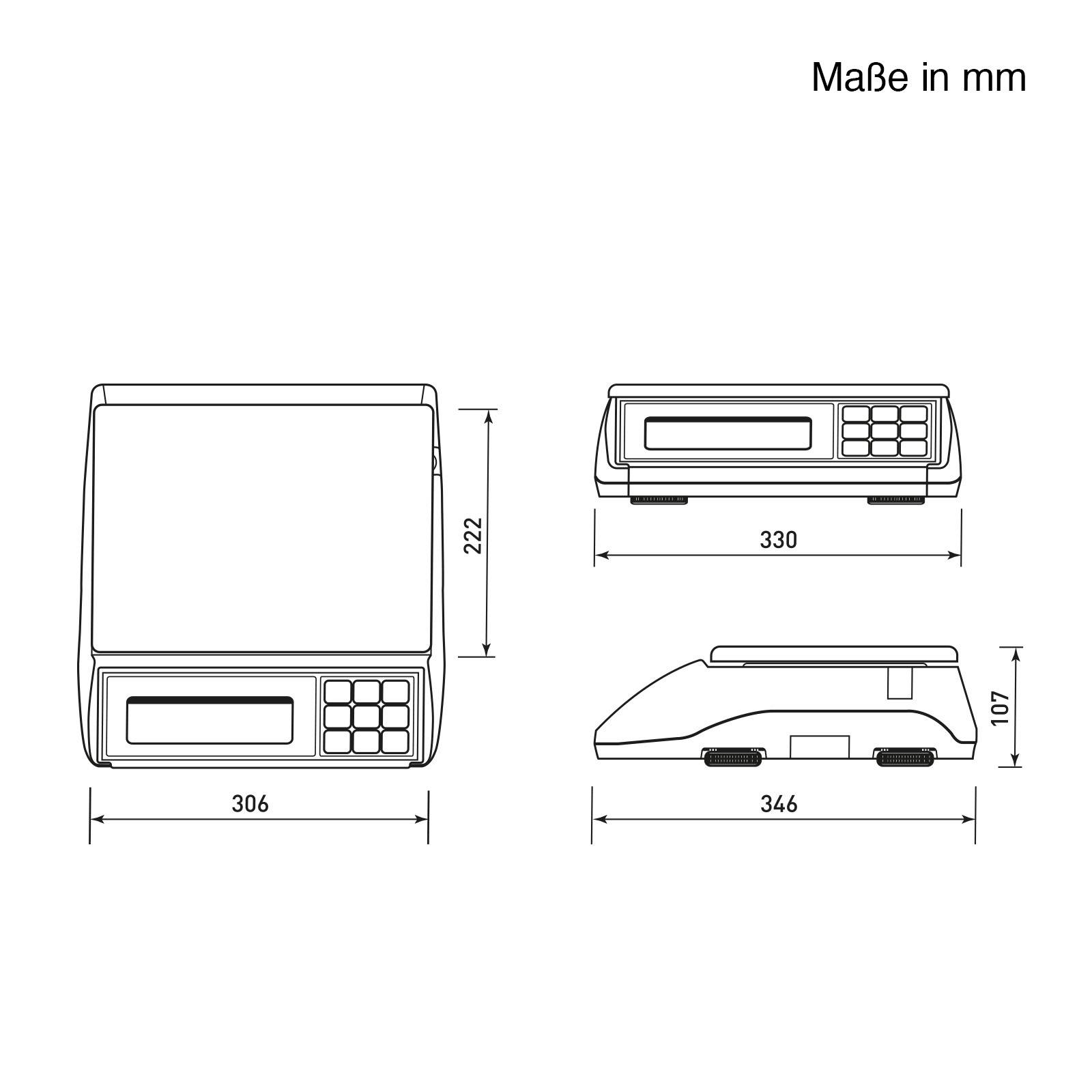 CAS EDM, geeichte Kompakt-, Zählwaage für Kontrollwägungen, Inventur, Kommissionierung, Dosieren/Portionieren. Wiegen bis 30 kg (5 g)