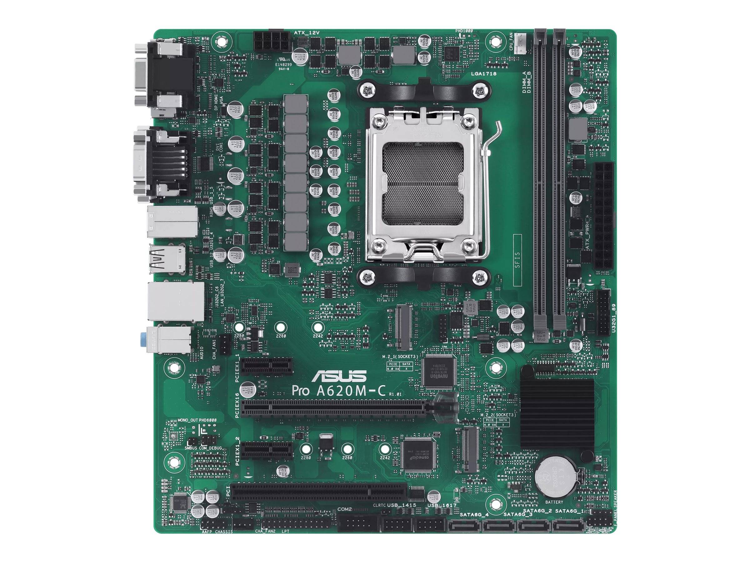 ASUS Pro A620M-C-CSM - Motherboard - micro ATX - Socket AM5 - AMD B650 Chipsatz - USB 3.2 Gen 1, USB 3.2 Gen 2, USB-C 3.