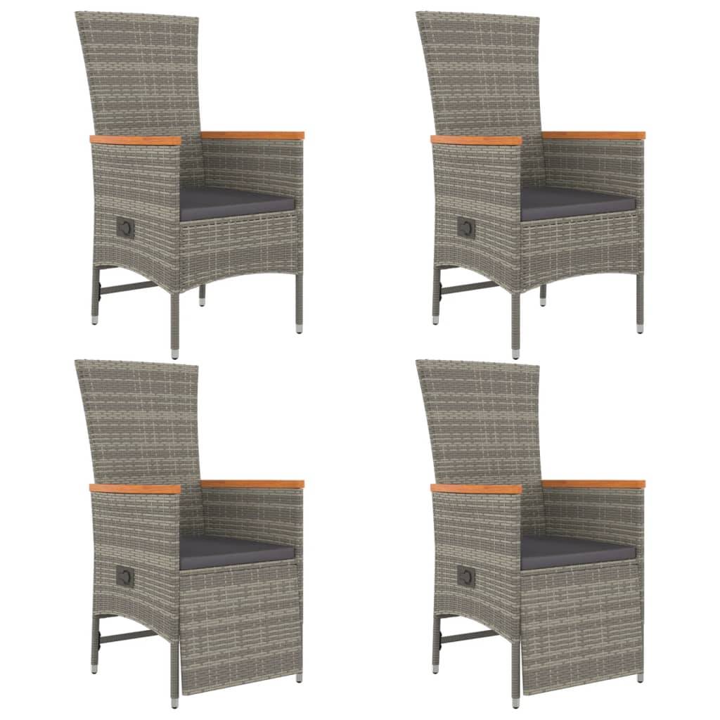 vidaXL 5-tlg. Garten-Essgruppe mit Kissen Grau Poly Rattan