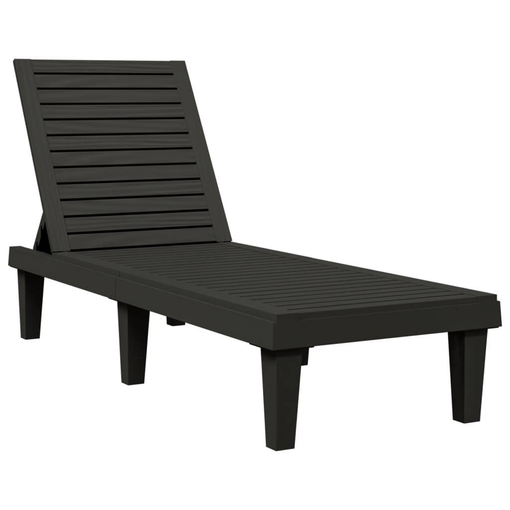 vidaXL Sonnenliegen 2 Stk. Schwarz 155x58x83 cm Polypropylen