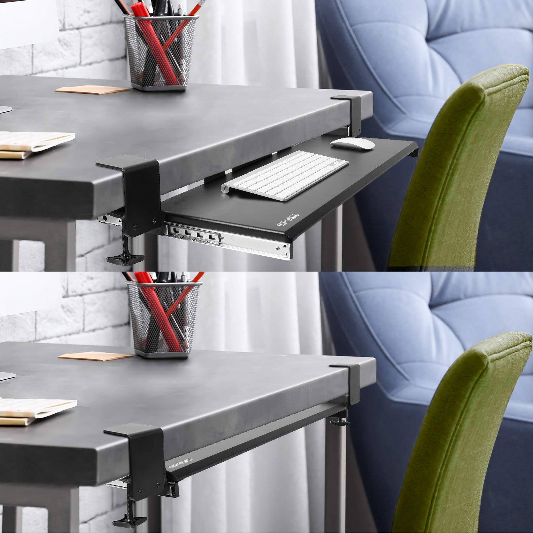 Duronic DKTPX1 Tastaturauszug | Tastaturschublade 68 x 28 cm lang | Tastaturhalterung mit Klemmen | Tastaturablage