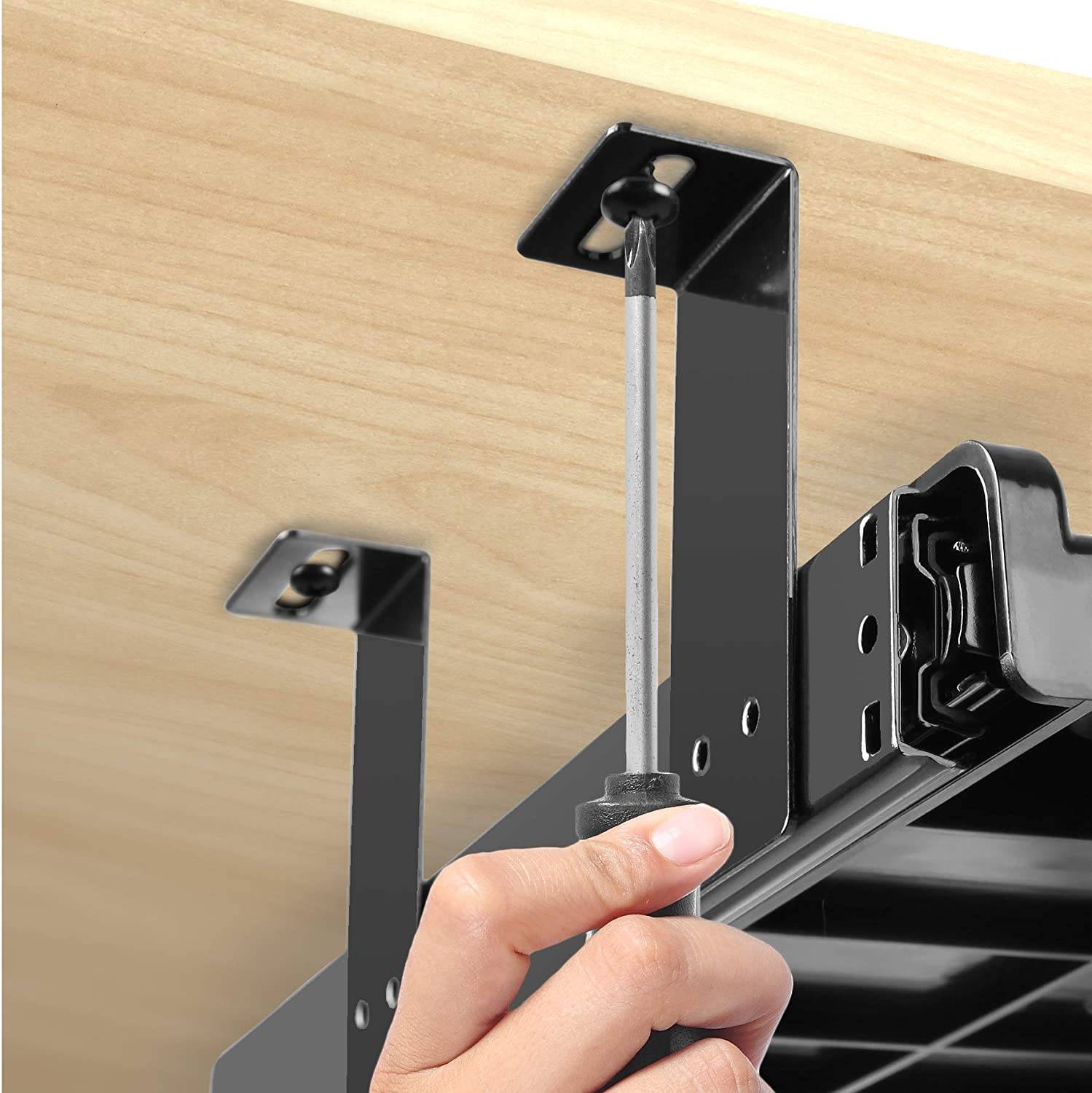 Duronic DKTSX2 Tastaturplattform | Unter Schreibtischschublade für Tastatur und Maus | Aufsteckbares Tastaturfach