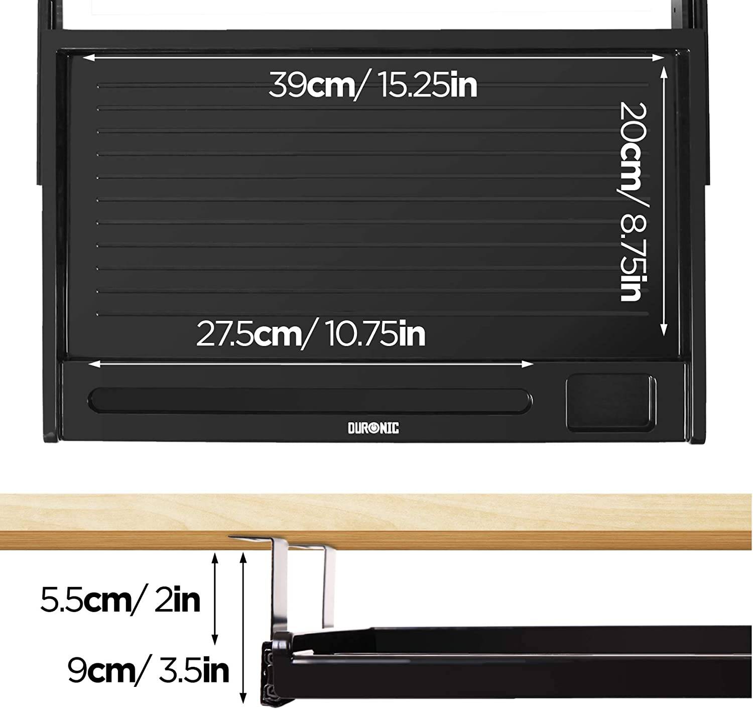 Duronic DKTSX2 Tastaturplattform | Unter Schreibtischschublade für Tastatur und Maus | Aufsteckbares Tastaturfach