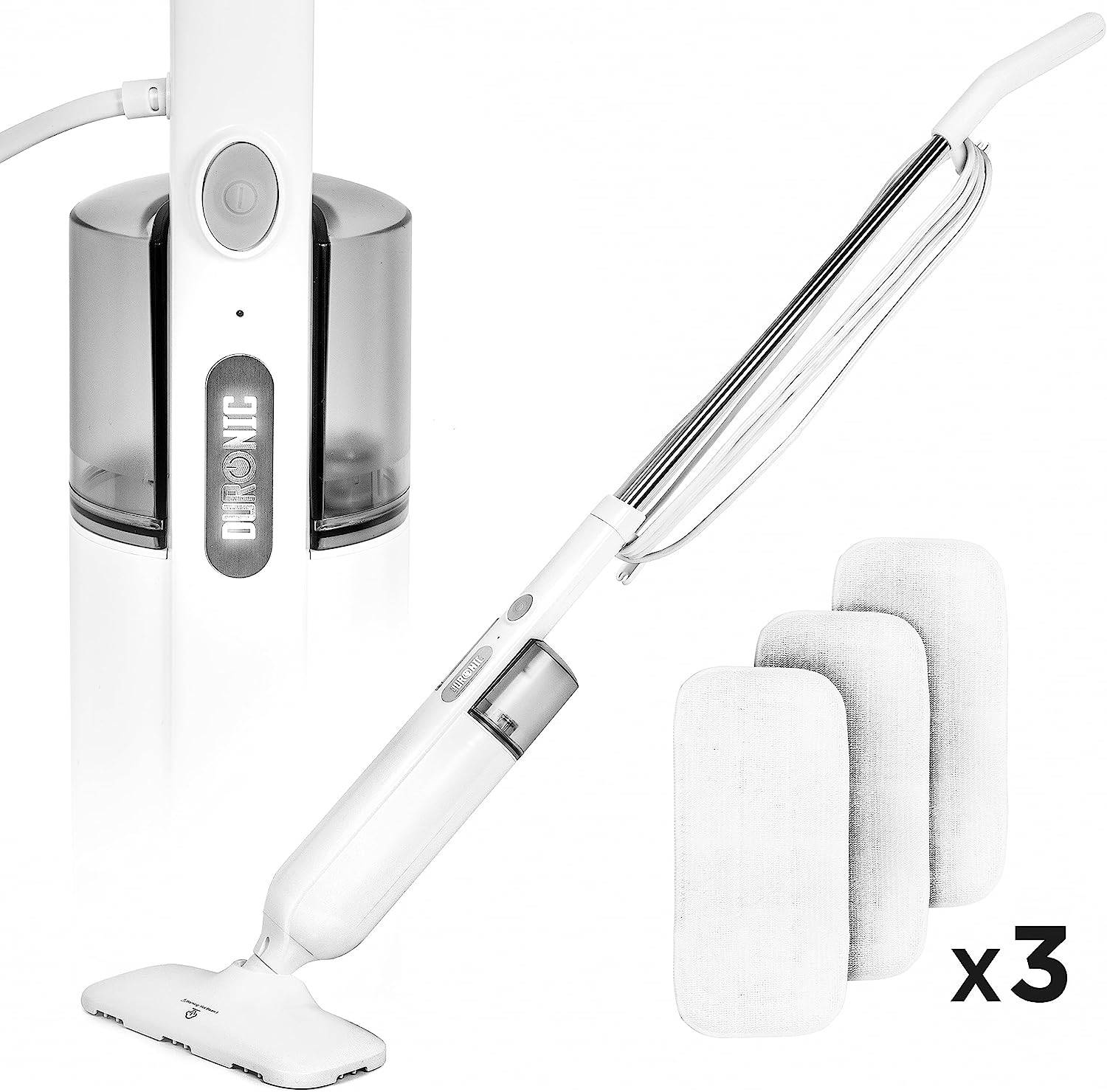 Duronic STM11 Dampfreiniger | hygienische Bodenreinigung | Elektrischer Wischmopp mit 2 Extra Pads | Dampfbesen 1100 W