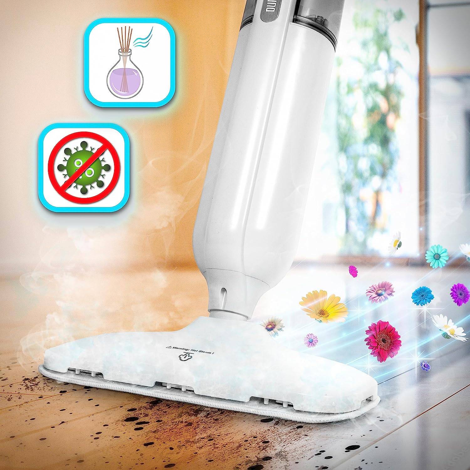 Duronic STM11 Dampfreiniger | hygienische Bodenreinigung | Elektrischer Wischmopp mit 2 Extra Pads | Dampfbesen 1100 W