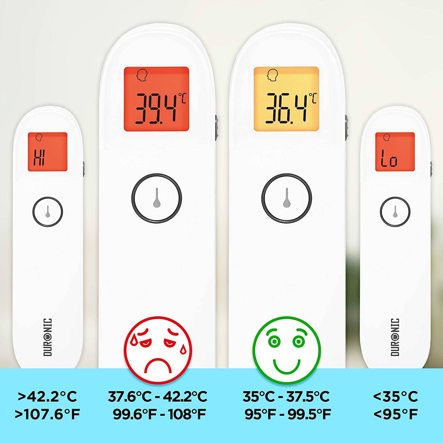 Duronic IRT3W 3 in 1 Infrarot-Thermometer | Fieberthermometer kontaktlos | Digitale Fiebermessung | Kinder, Erwachsene