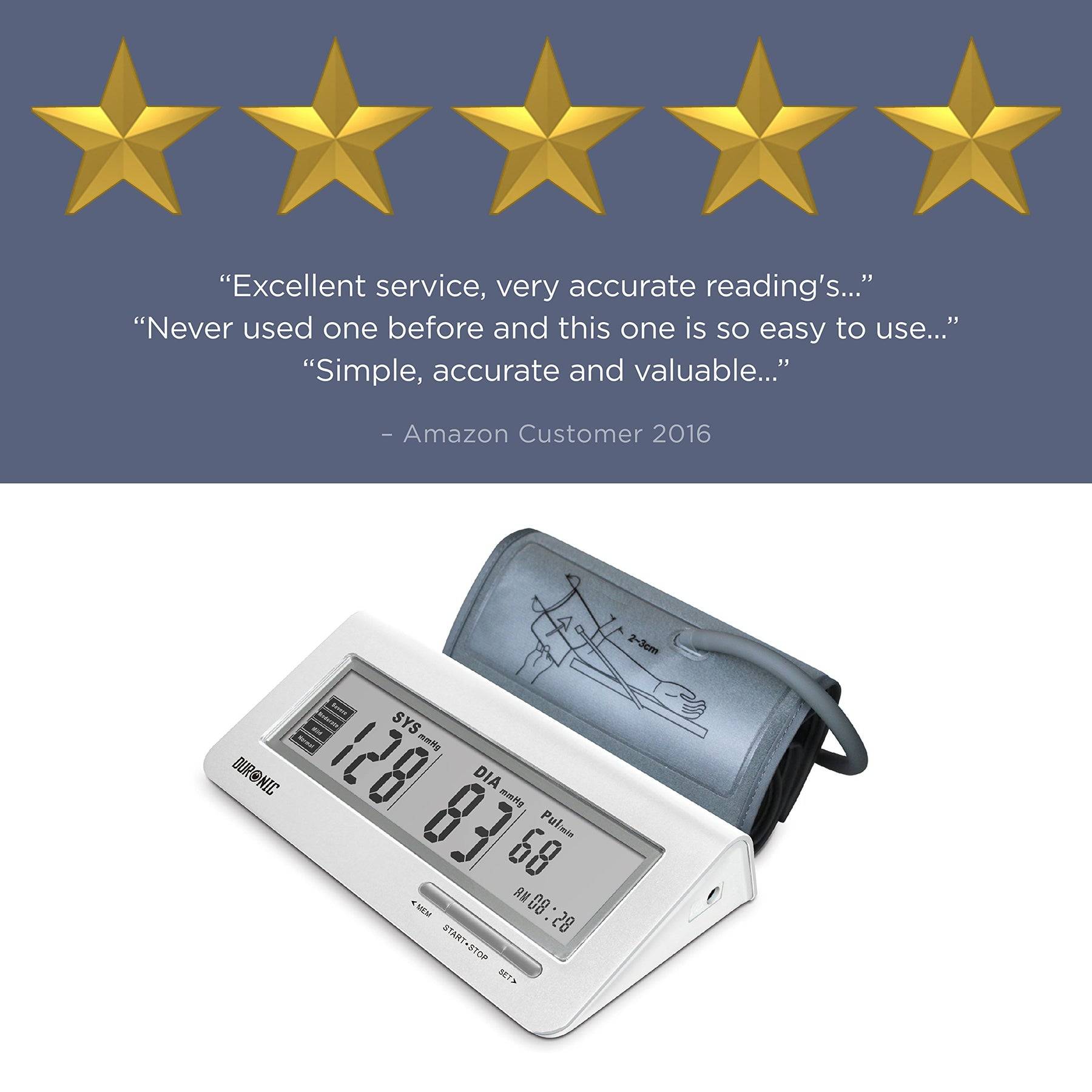 Duronic BPM400 Digitales Oberarm-Blutdruckmessgerät | Arhythmie Erkennung | Große Anzeige Blutdruckmessung