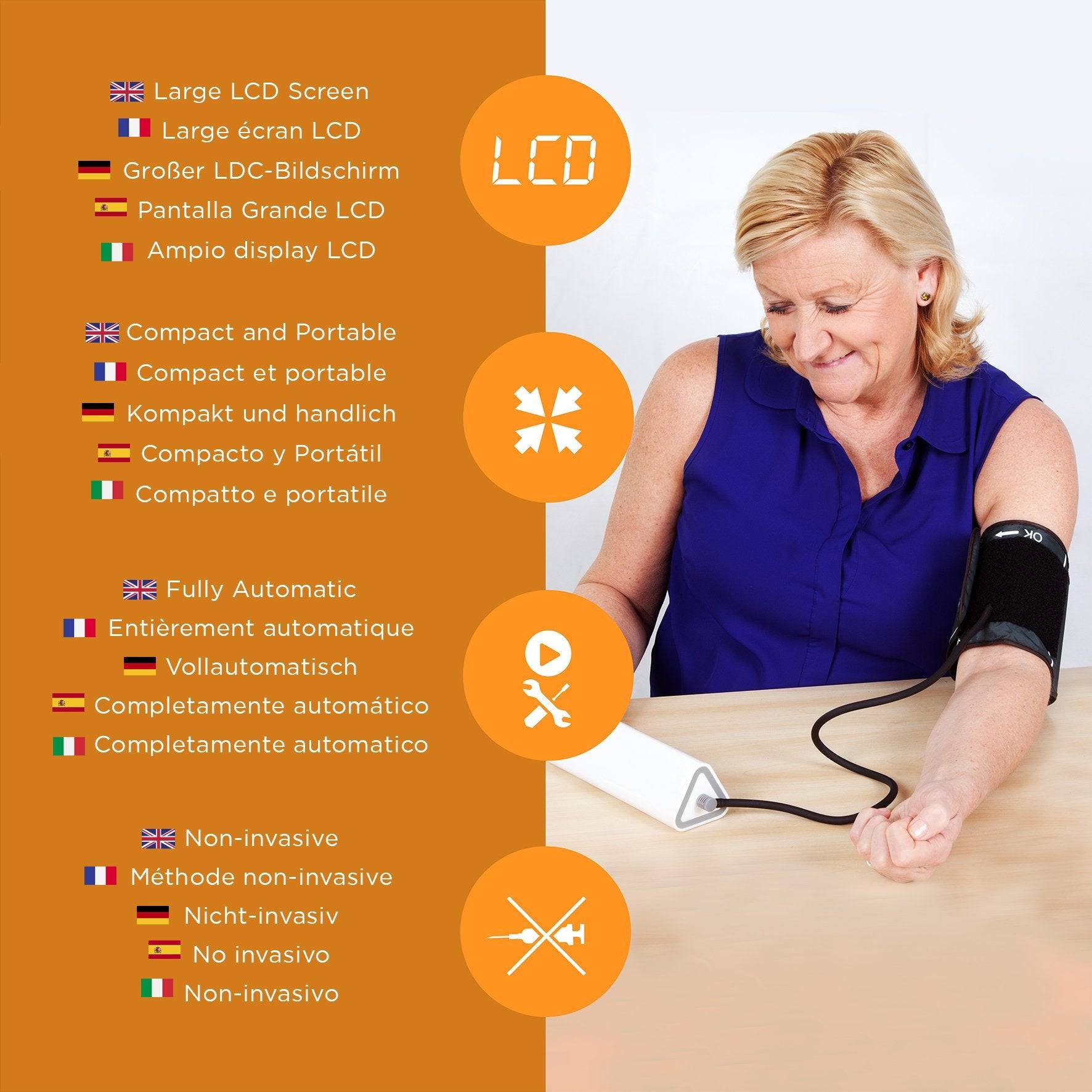 Duronic BPM450 Digitales Oberarm-Blutdruckmessgerät | Arhythmie Erkennung | Große Anzeige Blutdruckmessung