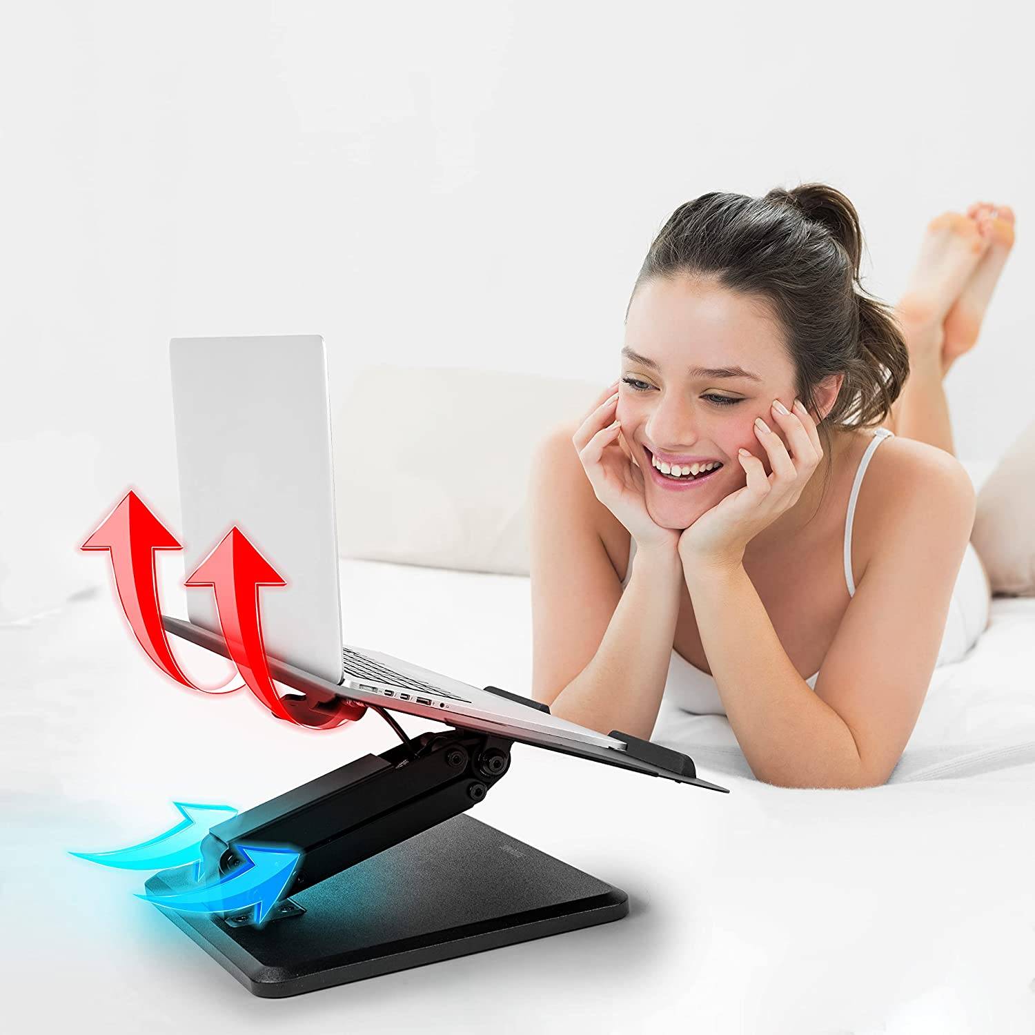 Duronic DML125 Laptopständer | Höhenverstellbare Laptoperhöhung für Notebooks bis 13 Zoll | Lapdesk 45° Neigung