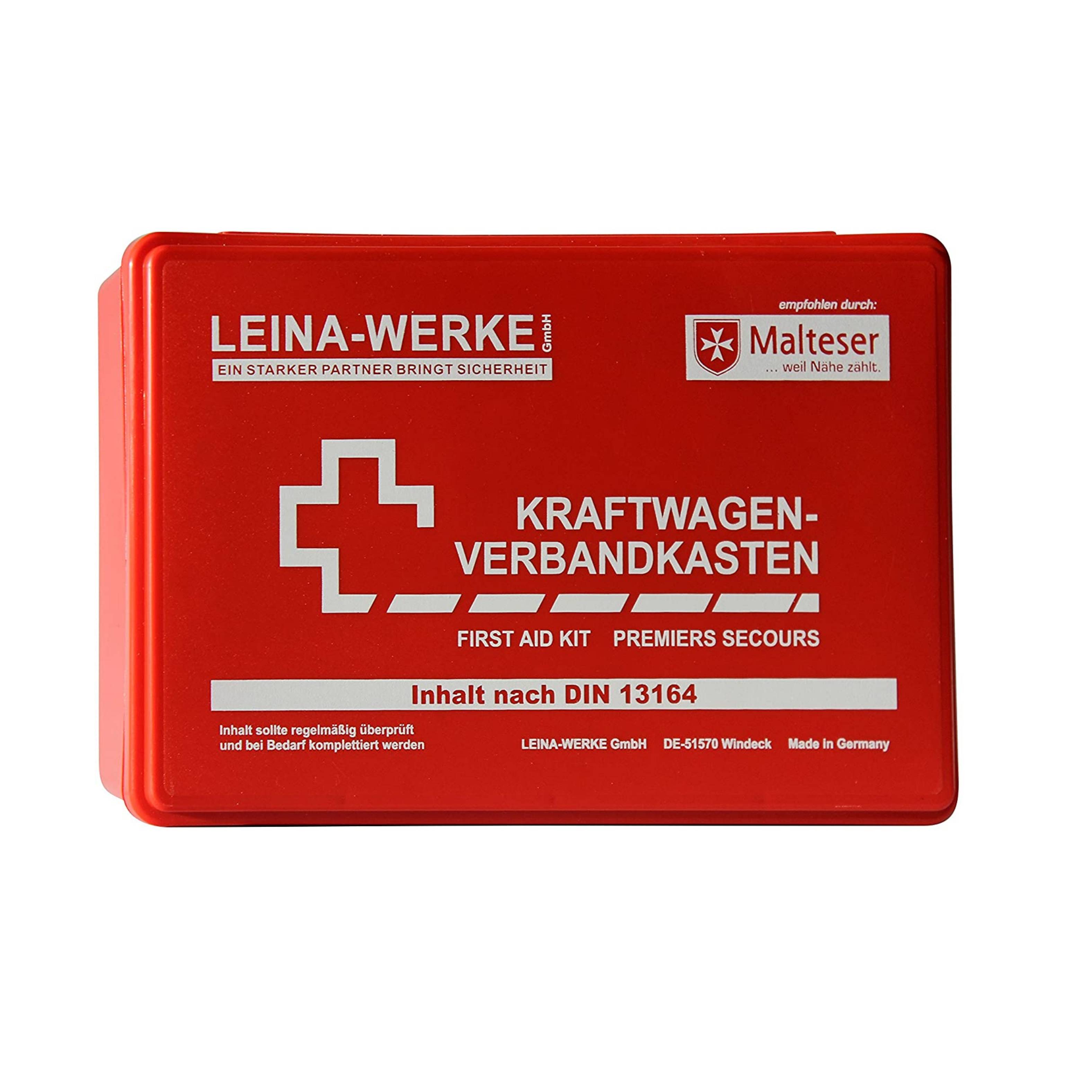 Erste Hilfe Verbandkasten fürs Auto KFZ-Verbandkasten DIN13164:2022-02 rot