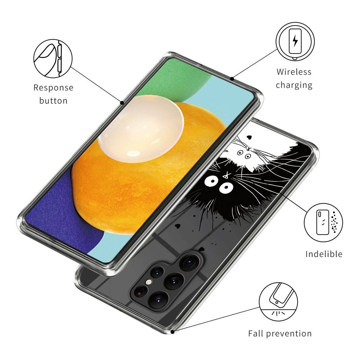 Für Samsung Galaxy S23 Ultra 5G Transparente Handy Tasche Design Motiv 4