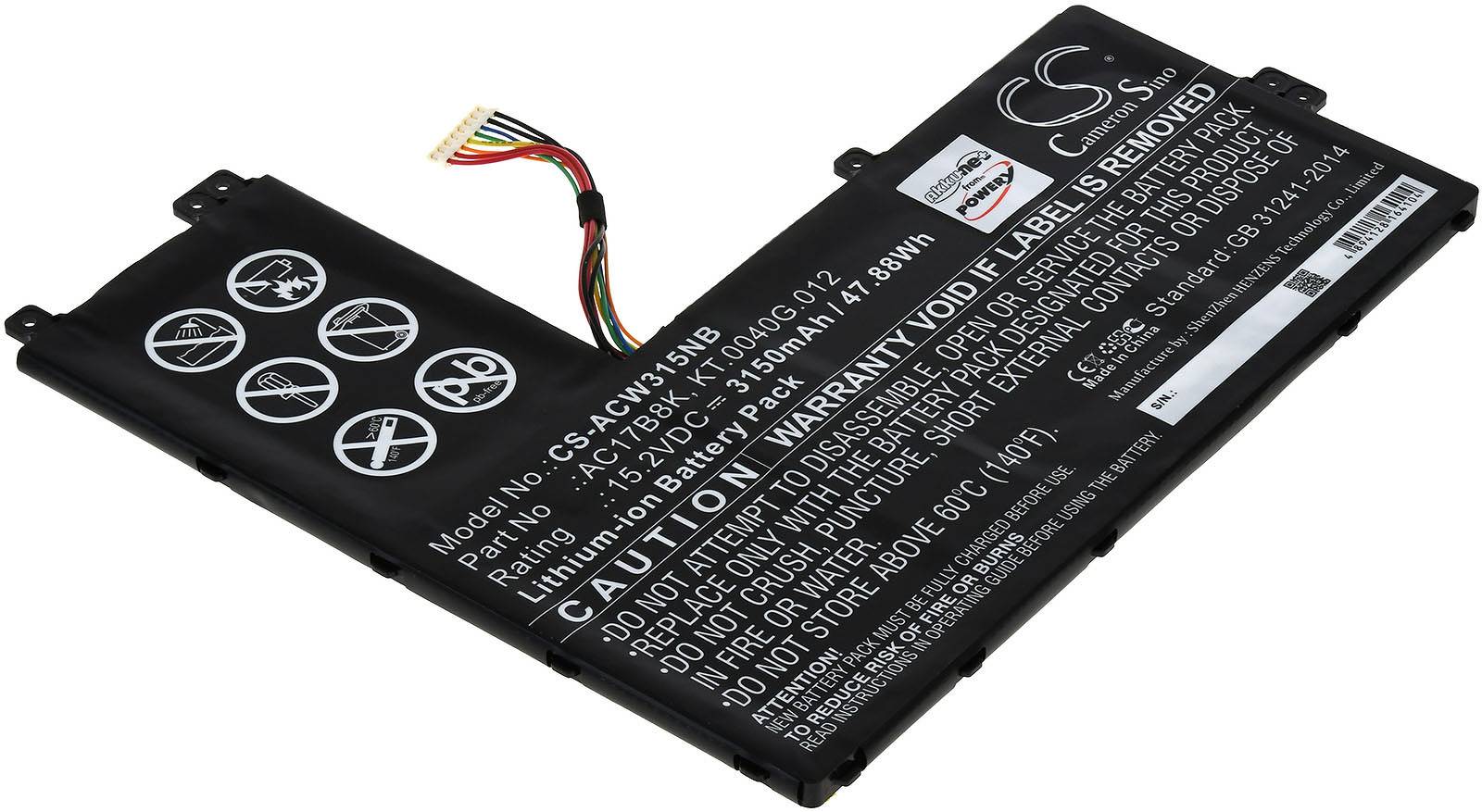 Powery Akku für Laptop Acer Swift 3 SF315-52-84XR-NX.H3BEV.002, 15,2V, Li-Ion