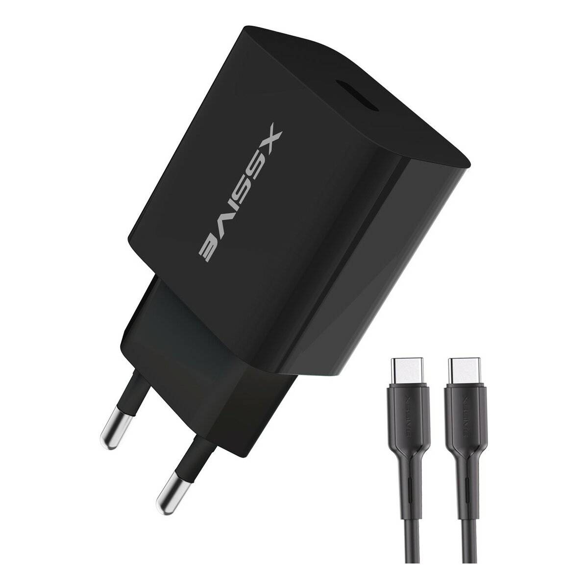 25W Ladegerät PD3.0 Superschnellladegerät mit USB-C zu C Kabel Schwarz