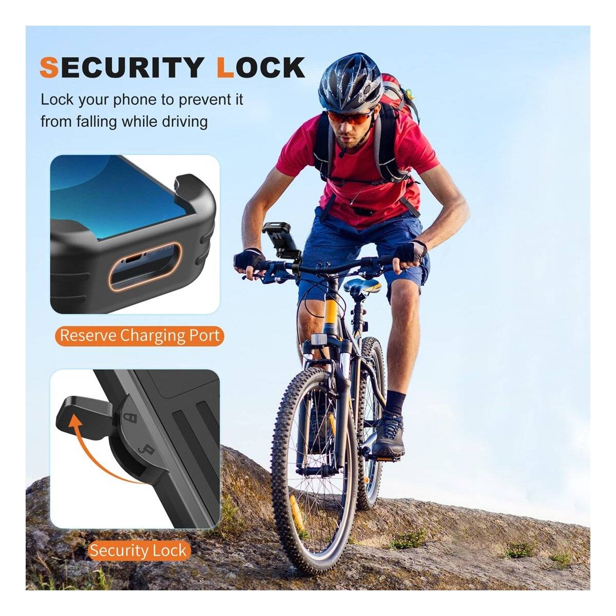 Universelle Fahrrad Handyhalter Sicherheitsschloss bis zu 6,8 Zoll