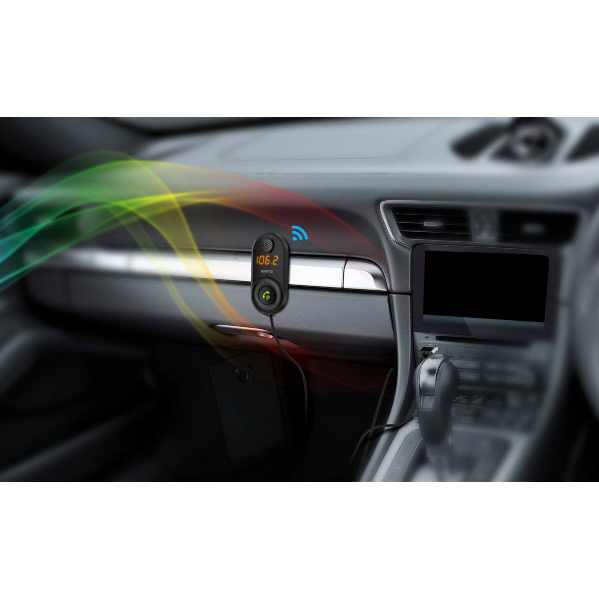 Kabelloser FM-Transmitter + Musikplayer, Mikrofone, LED Display