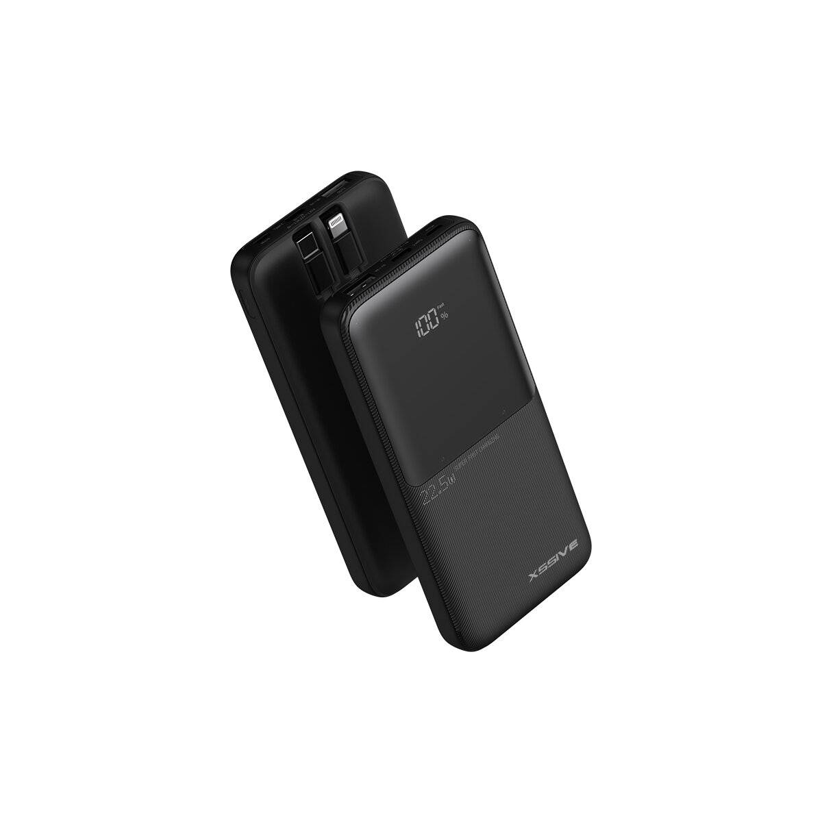 10.000mAh Premium Powerbank mit 2 Ladekabeln 5A 22,5W 4 output-2 input