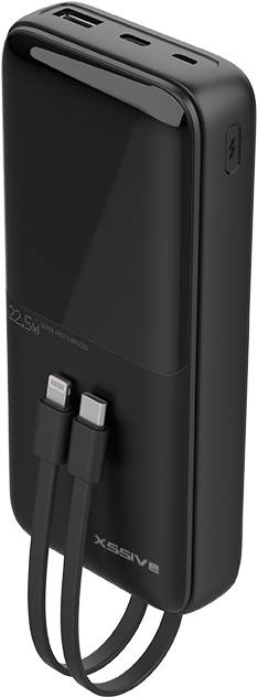 20.000mAh Premium Powerbank mit 2 Ladekabeln 5A 22,5W 4 output-2 input