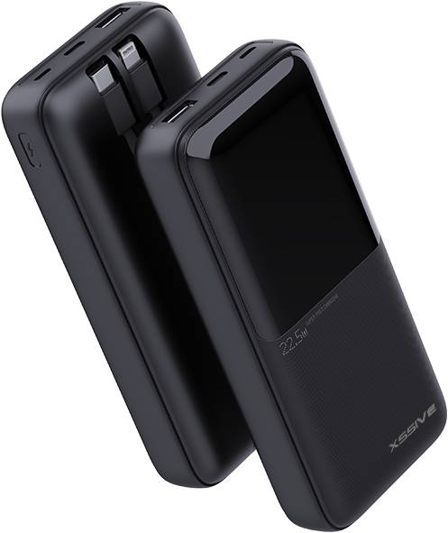 20.000mAh Premium Powerbank mit 2 Ladekabeln 5A 22,5W 4 output-2 input