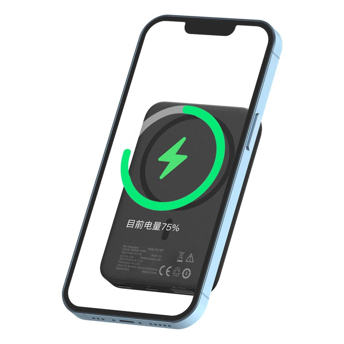 5000mAh Premium Magnetisch Powerbank 2x USB 1x USB-C 1x Micro-USB 15W