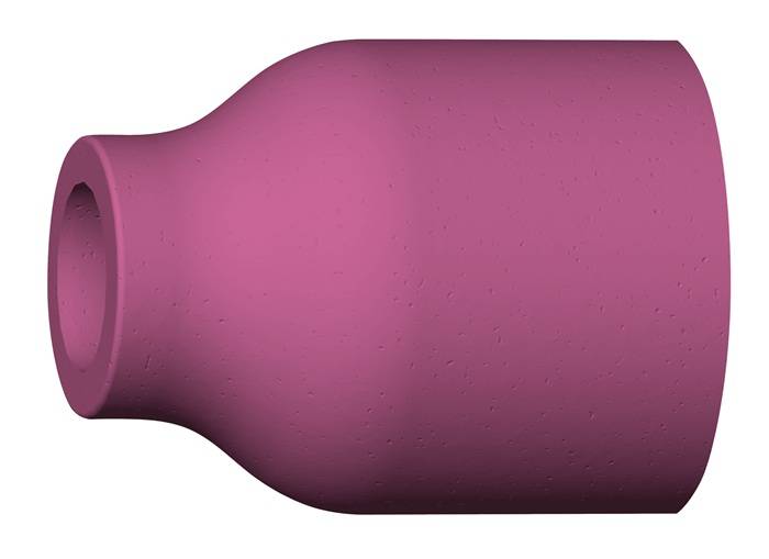 Eine Nahaufnahme einer matten rosa Flasche, die seitlich vor einem weißen Hintergrund liegt und ihre glatte Textur und zylindrige Form präsentiert.