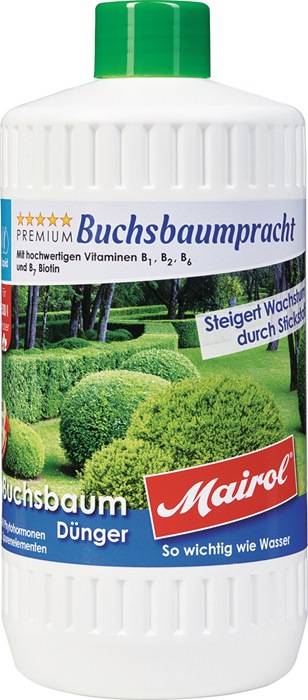 Buchsbaum-/Ilex-Dünger Buchsbaumpracht Liquid 1l Flasche MAIROL