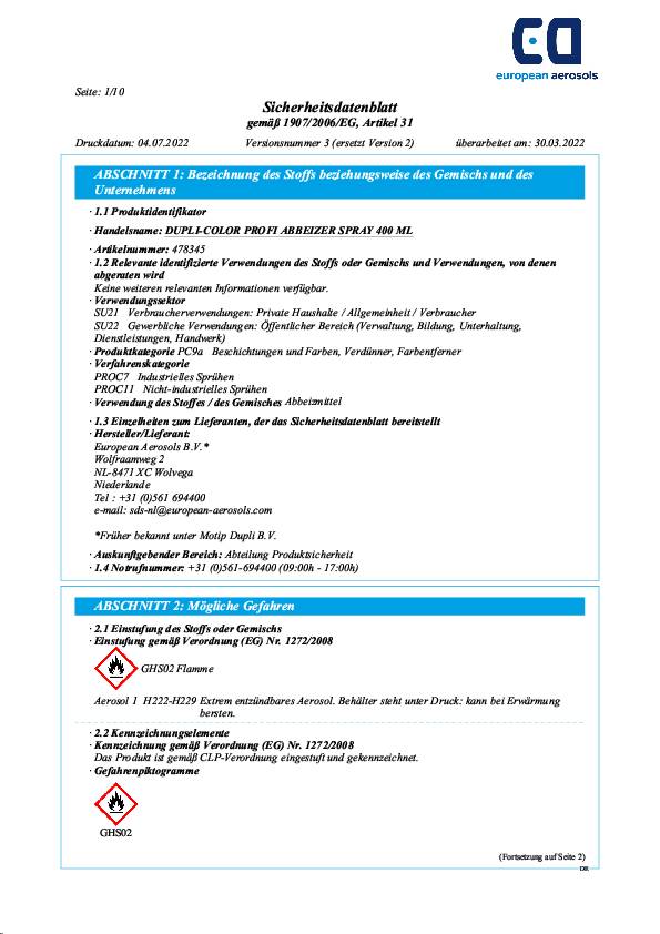 Abbeizer transp.400ml Spraydose DUPLI-COLOR