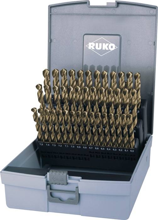 Spiralbohrersatz DIN 338 TypN D.6-10x0,1mm HSS-Co5 41tlg.Ku.-Kass.RUKO