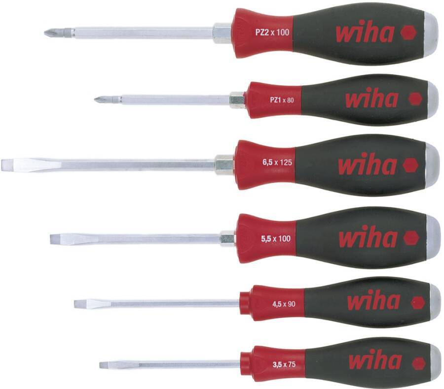 Schraubendrehersatz SoftFinish® mit Stahlkappe 6-tlg. 21251 Ausführung Schlitz/PZ Inhalt Schlitz 3,5-4,5-5,5-6,5 / Kreuz