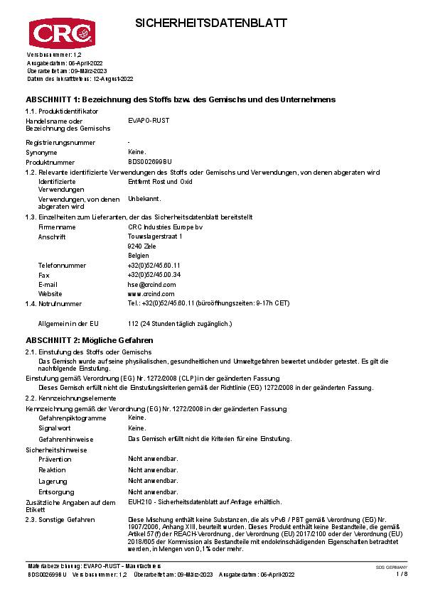 Rostentferner EVAPO-RUST 1l Kanister CRC